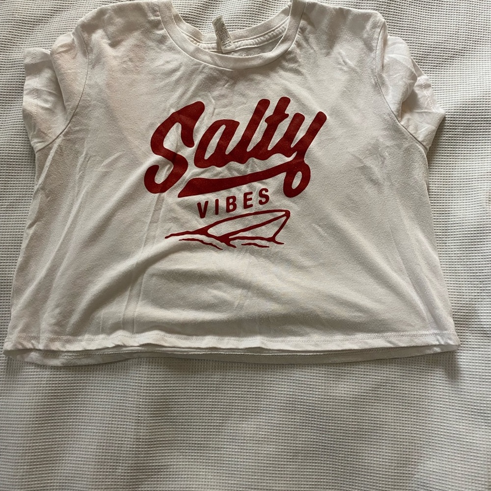 ‘Salty Vibes’ retro style super cropped t-shirt